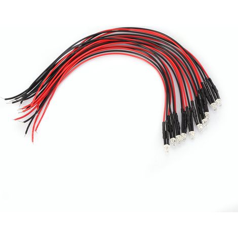10 diodes électroluminescentes LED 12 V 3 mm, câble LED multicolore 20 cm 0,06 W (1) (1/5)
