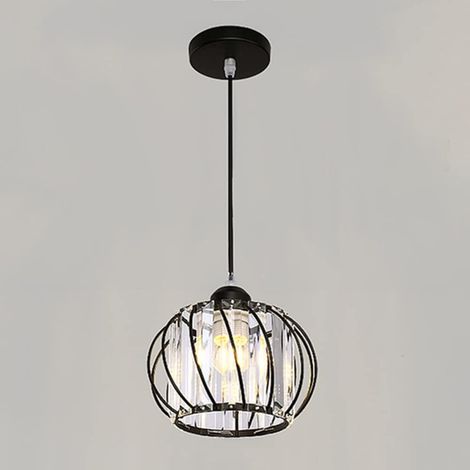 Plafonnier moderne en cristal, E27 Lampe de Plafond à LED, mini lampadaire en cristal pour cuisine salle de camping entrée couloir chambre à coucher (B-Black)