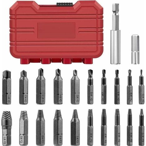 Extracteur de vis endommagées, kit d'extraction de tournevis 22 pièces, embouts de polissage et d'extraction individuels pour boulons ou vis endommagés (1/4)