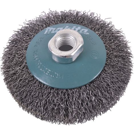 Makita Kegelbürste, 100 mm, gewellt, verzinkter Stahl, M14