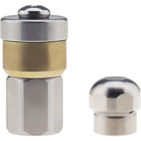 2 G1/8 Düsen für Kanalstrahl, geeignet für Hochdruckreiniger, Ablauf für Strahlreinigung (1 vorne, 3 hinten und 3 hinten verstellbar) (1/4)