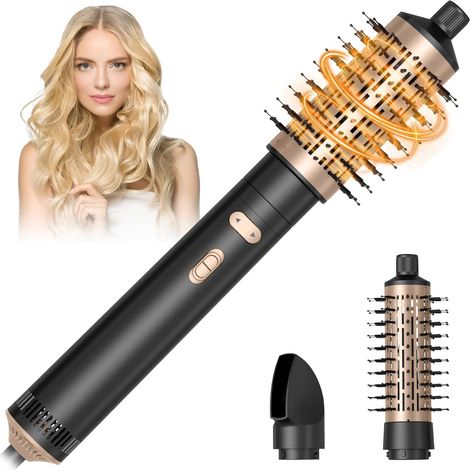 Brosse à air chaud de 800 watts avec deux réglages de température et deux vitesses d'air permet de boucler, lisser et sécher les cheveux. (1/5)