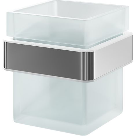 Wholesale Domestic Taurus Polished Chrome and Frosted Glass Wall Mounted Bathroom Tumbler (1/5)