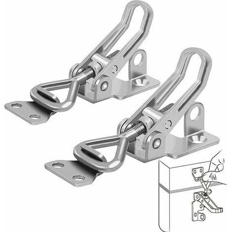 Loquet Bascule Fer en métal, 2 Pièces Loquet à Bascule Métal, Fermeture Levier, Pas de Rouille, Fixation Solide, Pince Loquet Loquet Bascule, pour Fixation et Serrage des Valises d'Armoires Porte (1/5)