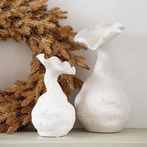 Vase Déco en Céramique "Helix" 24cm Blanc (1/4)