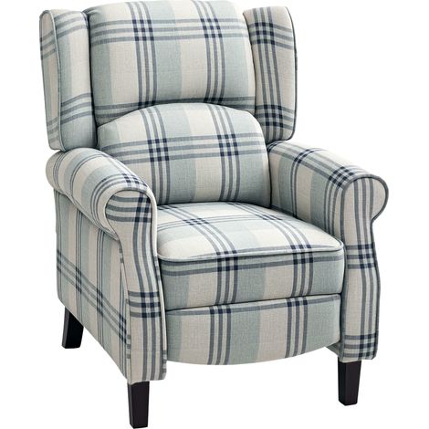 HOMCOM Recliner Chair for Living Room Wingback Chair with Padded Armrest Grey