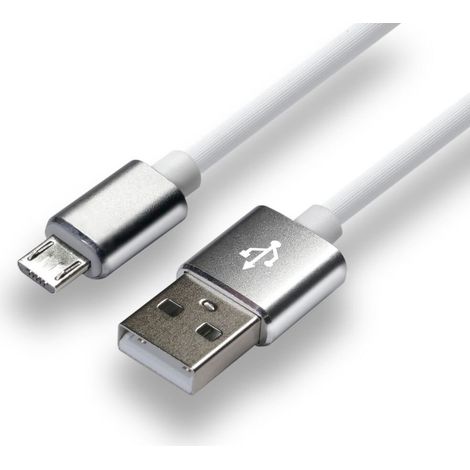 Câble everActive USB 1m - Blanc, silicone, charge rapide, 2,4A - CBS-1MW (1/3)