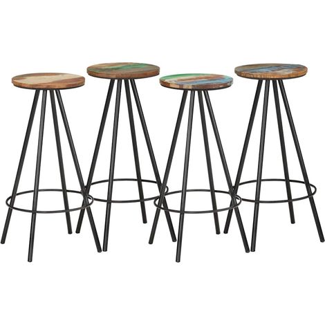 Sedie da Bar 4 pz Legno Massello di Recupero vidaXL