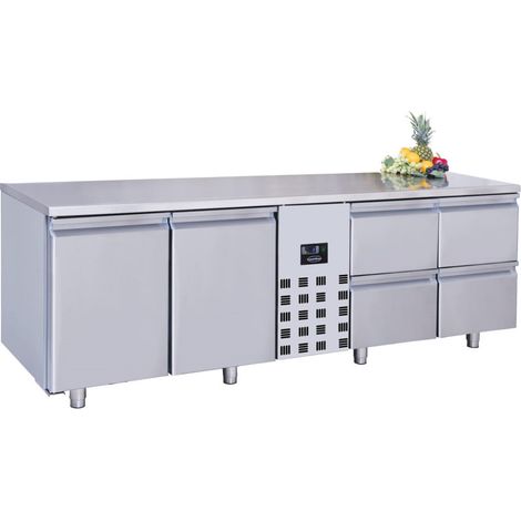 Table réfrigérée 2 portes et 4 tiroirs prof 700mm - Combisteel