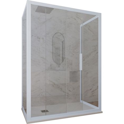 Box doccia scorrevole 3 lati 75x140x75 cm Blu Vintage Deco Trio