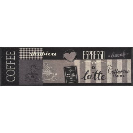 Tapis de cuisine,Tapis de sol lavable impression café noir 45x150 cm velours CFW263676 (1/5)