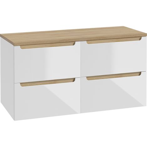 Waschtischunterschrank 120cm Livia mit 4 Schubladen, Weiß