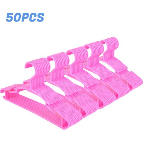 Lot de 50 cintres pour enfants peu encombrantes rose (1/5)