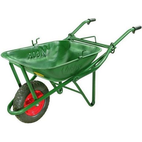 Vigor Carriola per Montacarico Tubolare Vasca Ferro Verniciato 75 L Bordo Antinfortunistico Chiuso Ruota Pneumatica 350x80
