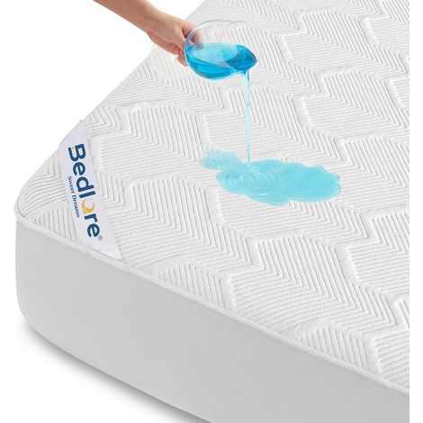 Waterproof Mattress Protector 180 x 200 cm, Integral Mattress Cover 40 cm with All-Around Elasticity, Breathable Mattress Cover, Adult Mattress Protector (White) (1/5)