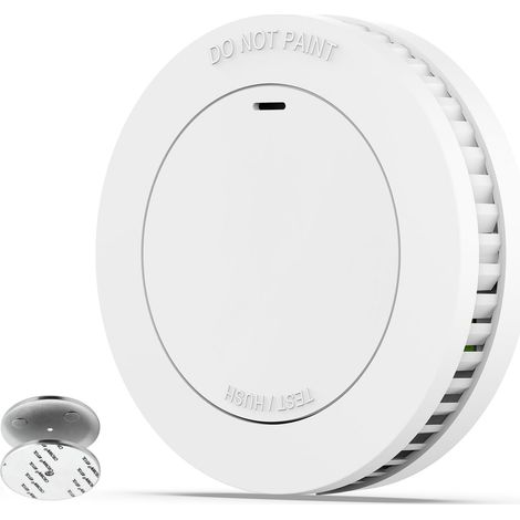 Détecteur de fumée à 10 Ans avec Support magnétique, détecteur d'incendie sans LED de clignotement, Alarme Audible 85 DB, Fonction muette, Petite Alarme d'incendie Blanc (1/5)