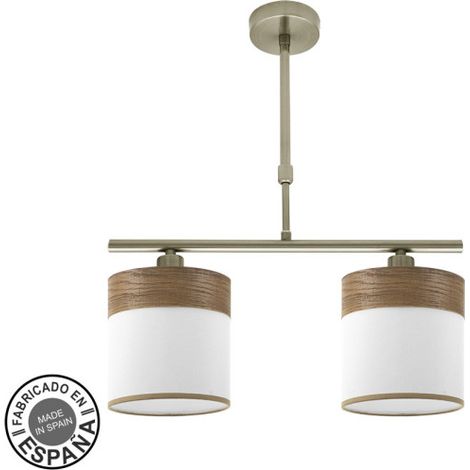 Cloe Lampada 2xe14 Pelle/bianco-legno scuro Regx43x14 cm