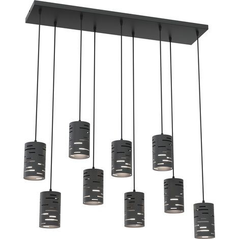 Lampadario Moderno Njoror Acciaio Nero 9 Luci E27 (1/2)