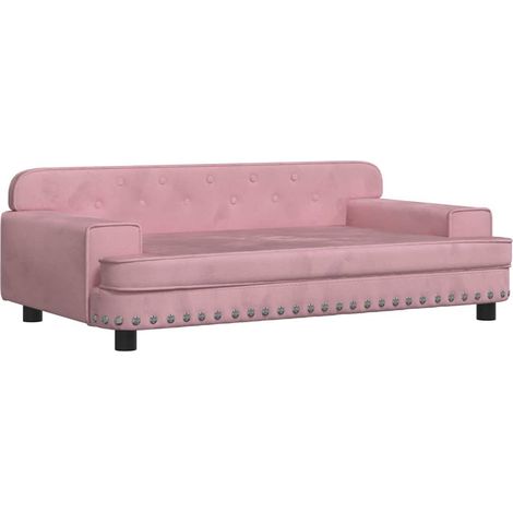 Lit pour chien panier canapé confortable 90 x 53 x 30 cm velours Rose