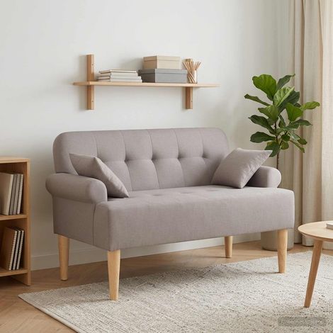 vidaXL Sofá amoroso con botones acolchados Topo 120 x 65 x 79 cm Tela (1/5)
