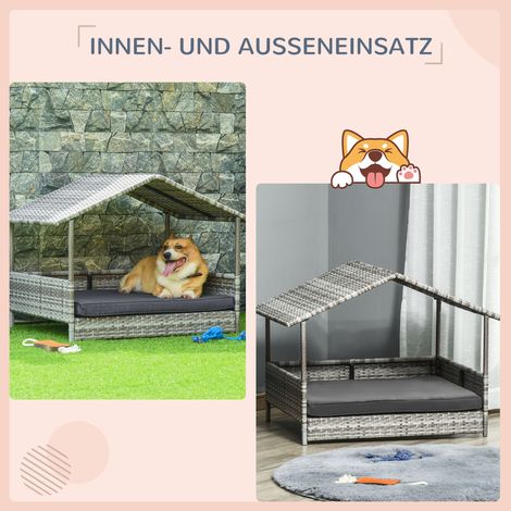 Niche extérieure pour chien, panier imperméable pour animal de compagnie, avec toit amovible, gris (1/4)