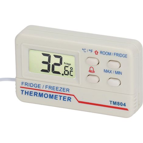 Digitales Thermometer für Kühlschrank und Gefrierschrank, Innenfühler -10 °C bis 50 °C, Außenfühler -50 °C bis 70 °C, Magnet auf der Rückseite, Alarmfunktion, LED-Anzeige, genaue Temperaturmessung, fü (1/5)