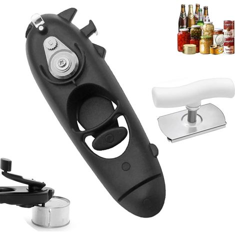 Ouvre-boîte manuel pour bouteilles et canettes, 8 en 1 universel (1/4)
