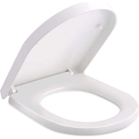 U-shaped PP toilet seat, 37 cm wide, adjustable from 43 to 48 cm in length. Suitable for installation hole spacing of 9.5 to 18.5 cm. Universal toilet lid (46 x 36 x