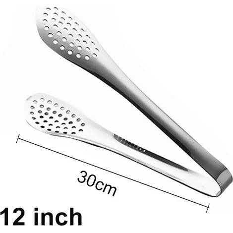 Pince de cuisine (30 cm) résistante à la chaleur, idéale pour servir salades et buffets, avec pince à aliments et barbecue en acier inoxydable. (1/5)