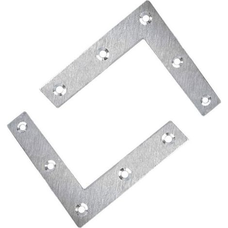 Equerre fixation métal - - Forme L - Acier inoxydable plaqué - 80x80 mm - Pack 15 avec vis (1/5)