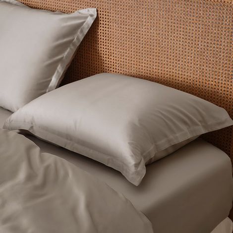 Housse de Couette en Satin 100 % lyocell Lyocell Taupe - Douce et Thermorégulatrice - PANGIVO