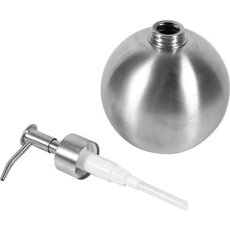 1pc Distributeur de Gel Douche en Forme de Boule en Acier Inoxydable 304, Bouteille Pompe pour Shampoing Salle de Bain 500ml (1/5)
