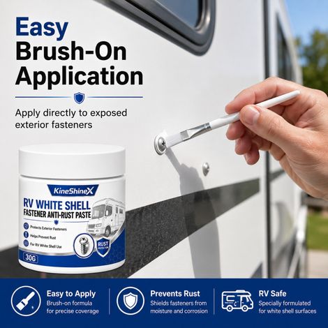 KineShineX RV White Shell Fastener Rust Inhibitor Paste, Outdoor Screw Corrosion Protectant Paste (1/4)