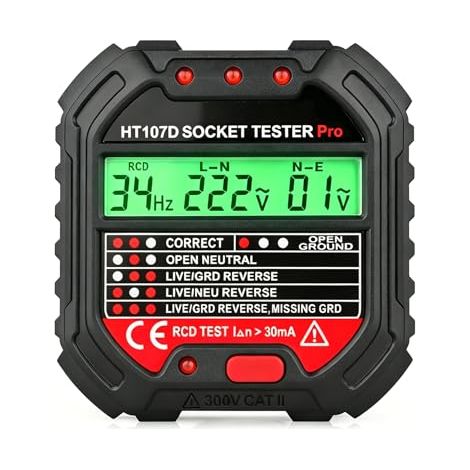 Testeur de Prise Electrique avec Test RCD, CAT ll 300V (1/5)