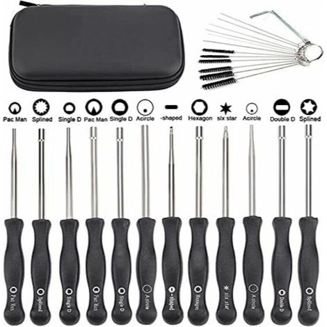 Lot de 12 tournevis pour régler les carburateurs des petits moteurs Echo et STIHL - avec brosse et kit d'outils de nettoyage (1/4)