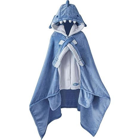 Couverture Requin Adulte Portable, Cape Chaud Douce en Polaire, Peignoir à Capuche Manchon, Couverture Climatisation Sieste, Robe de Chambre 105x165 cm (1/5)