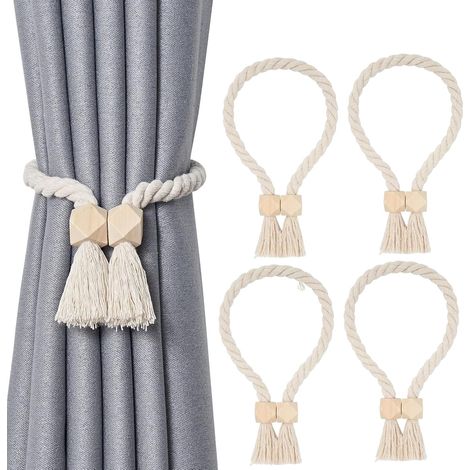 4 Pièces Embrasses de Rideaux,Attache Rideaux, Supports de Rideaux en Coton tressé à la Main, Embrasses Rideaux Décorer pour Bureau, Domicile, Hôtel (1/5)