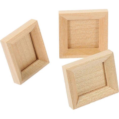 Ensemble de 3 cadres photo miniatures en bois, compatibles avec les loisirs créatifs. (1/4)
