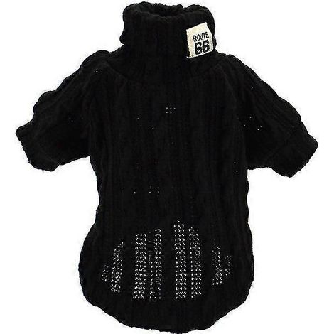 Pull d'hiver pour chien à col roulé, couleur unie, en coton chaud, pour chiots et chiens de petite et moyenne taille, style sweat-shirt, idéal pour Chihuahua et Teddy, noir. (1/5)