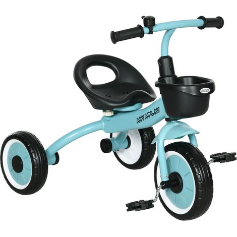 Dreirad für Kinder 2-5 Jahre, höhenverstellbarer Sitz, Klingel, Fahrradkorb, Metallrahmen, blau