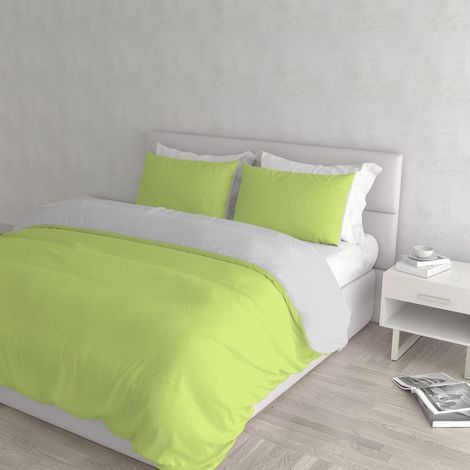 Housse de Couette Natural Colour, Vert Acide/Gris Clair, 2 Places (1/5)