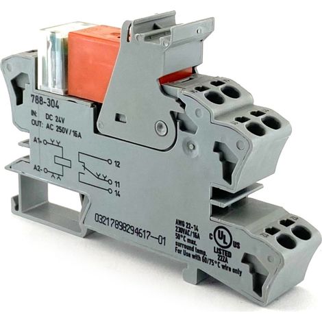 Modulo Relè 24VDC 16A 1 Scambio con Zoccolo per Guida DIN 788-304 (1/2)