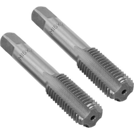 2 pièces tarauds à filetage métrique en acier rapide, flûtes droites, outil de taraudage à filetage manuel M16x2.0 (1/3)