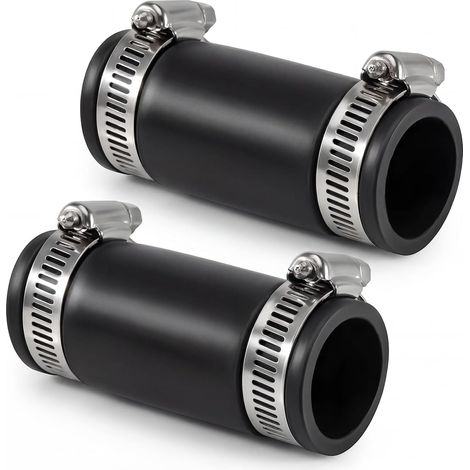 Lot de 2 manchons en caoutchouc flexibles avec 4 colliers de serrage en acier inoxydable, raccord de tuyau en caoutchouc élastomère, manchon en caoutchouc réduisant le bruit pour tuyau en PVC (1/5)