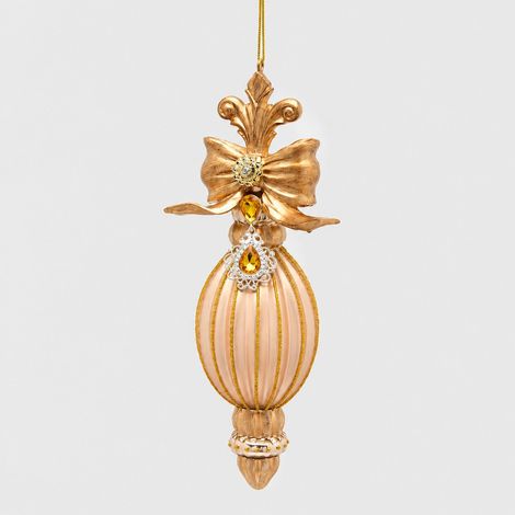 EDG Enzo De Gasperi Addobbo Fuso a Righe Gold H22 Ø7 cm – Decorazione di Natale (1/2)