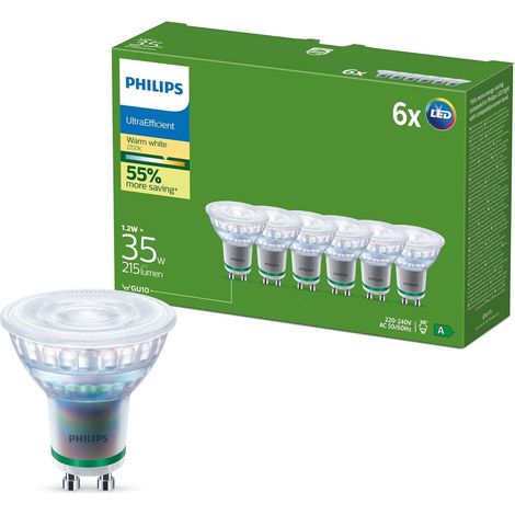 Ampoule LED GU10 pour Spot, Pack de 6, Blanc Chaud (1/5)
