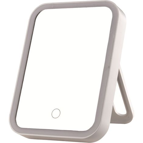 Miroir de maquillage LED avec éclairage d'ambiance, miroir de bureau pliable et portable pour femme, idéal pour les chambres d'étudiants. (1/5)