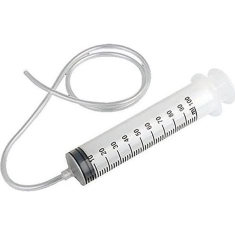 Seringue en plastique avec tuyau de 15 cm 100 ml précision hydroponie alimentation, PVC, Weiß, 100 ml+15 cm (1/4)