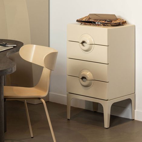 Caisson 4 tiroirs 44x45x89 cm en bois coloris taupe