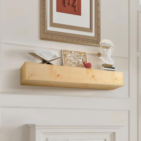 Bois naturel rustique pour habiller le mur, manteau de cheminée flottant 182,8 cm pour décoration (1/5)